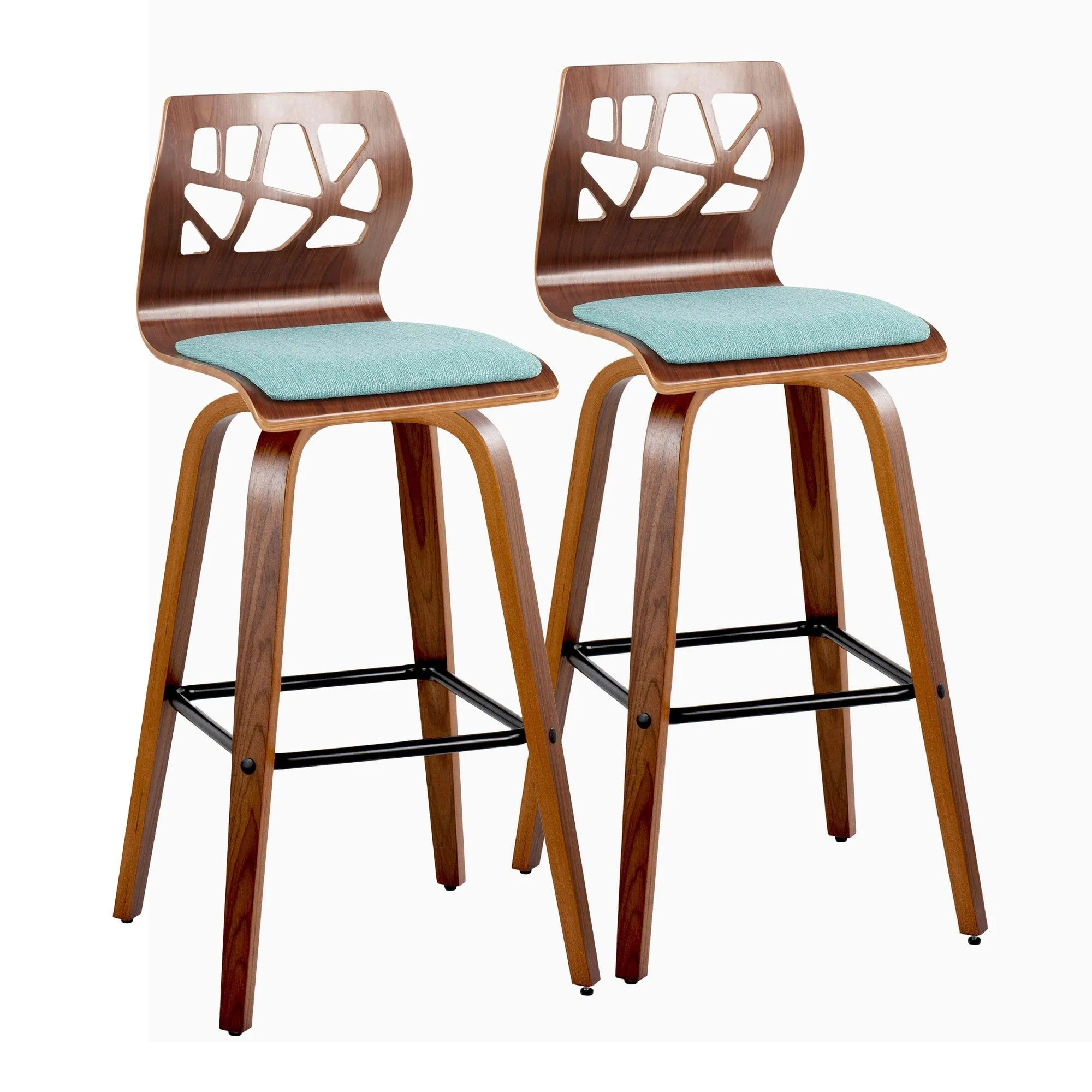 Folia 30" Fixed-Height Barstool - Set of 2 By LumiSource - B30-FOLIAFB-GRTZQ2 LGYLGYLGY2