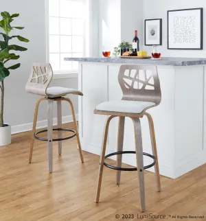 Folia 30" Fixed-Height Barstool - Set of 2 By LumiSource - B30-FOLIAFB-GRTZQ2 LGYLGYLGY2