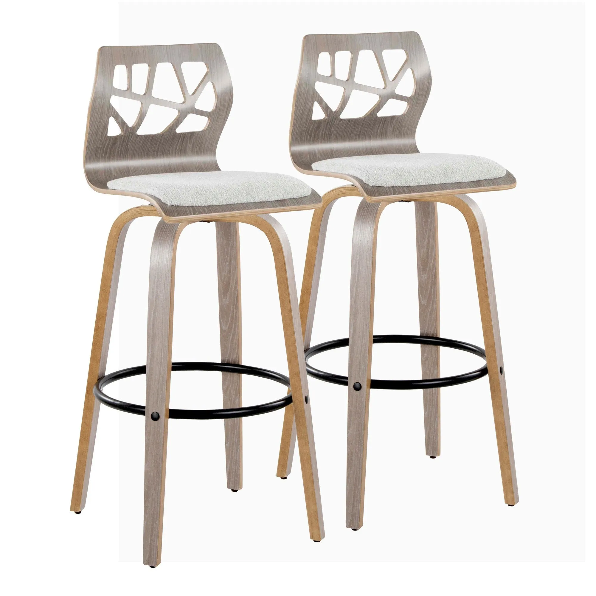 Folia 30" Fixed-Height Barstool - Set of 2 By LumiSource - B30-FOLIAFB-GRTZQ2 LGYLGYLGY2