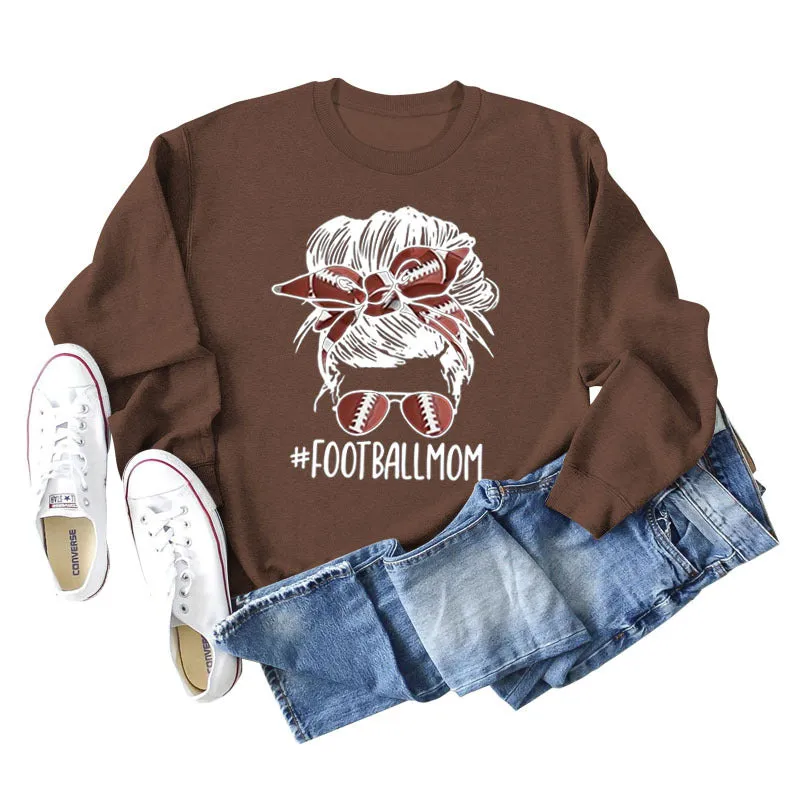 FOOTBALL MOM Women's Casual Round Neck Long Sleeve Large Sweater Women