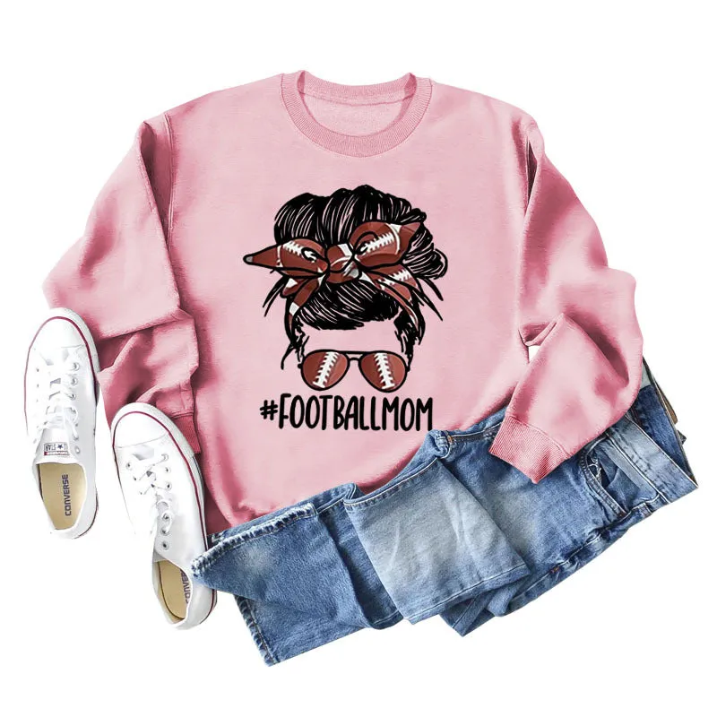 FOOTBALL MOM Women's Casual Round Neck Long Sleeve Large Sweater Women