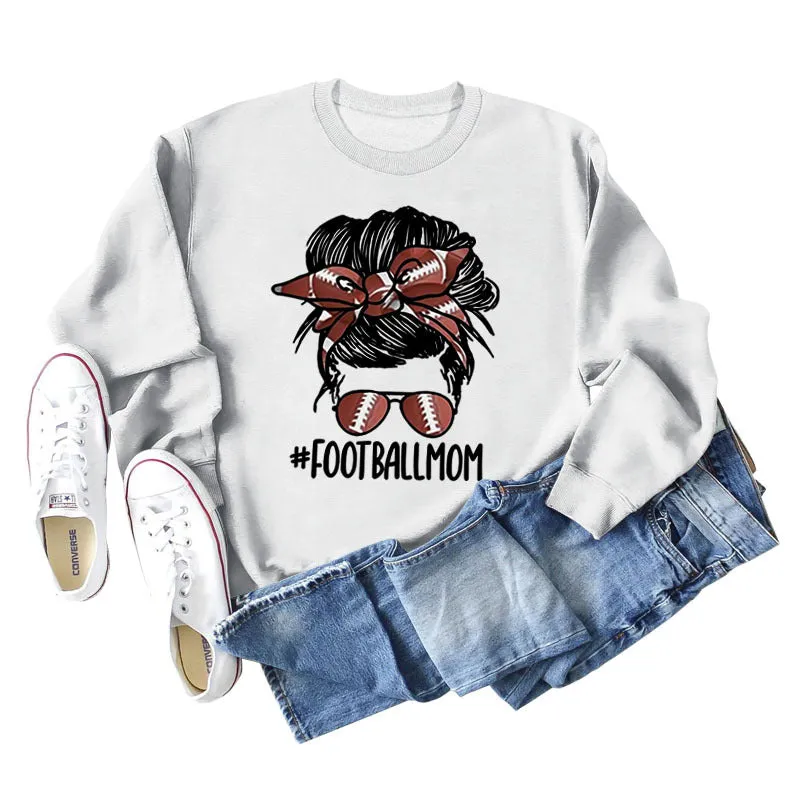 FOOTBALL MOM Women's Casual Round Neck Long Sleeve Large Sweater Women