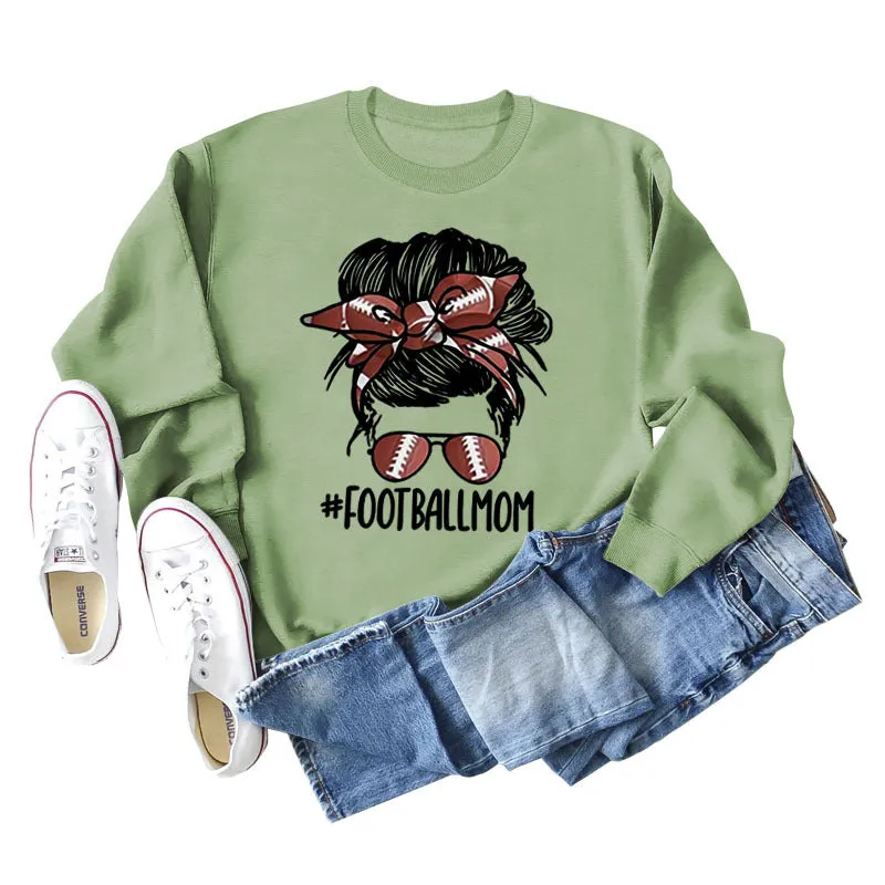FOOTBALL MOM Women's Casual Round Neck Long Sleeve Large Sweater Women