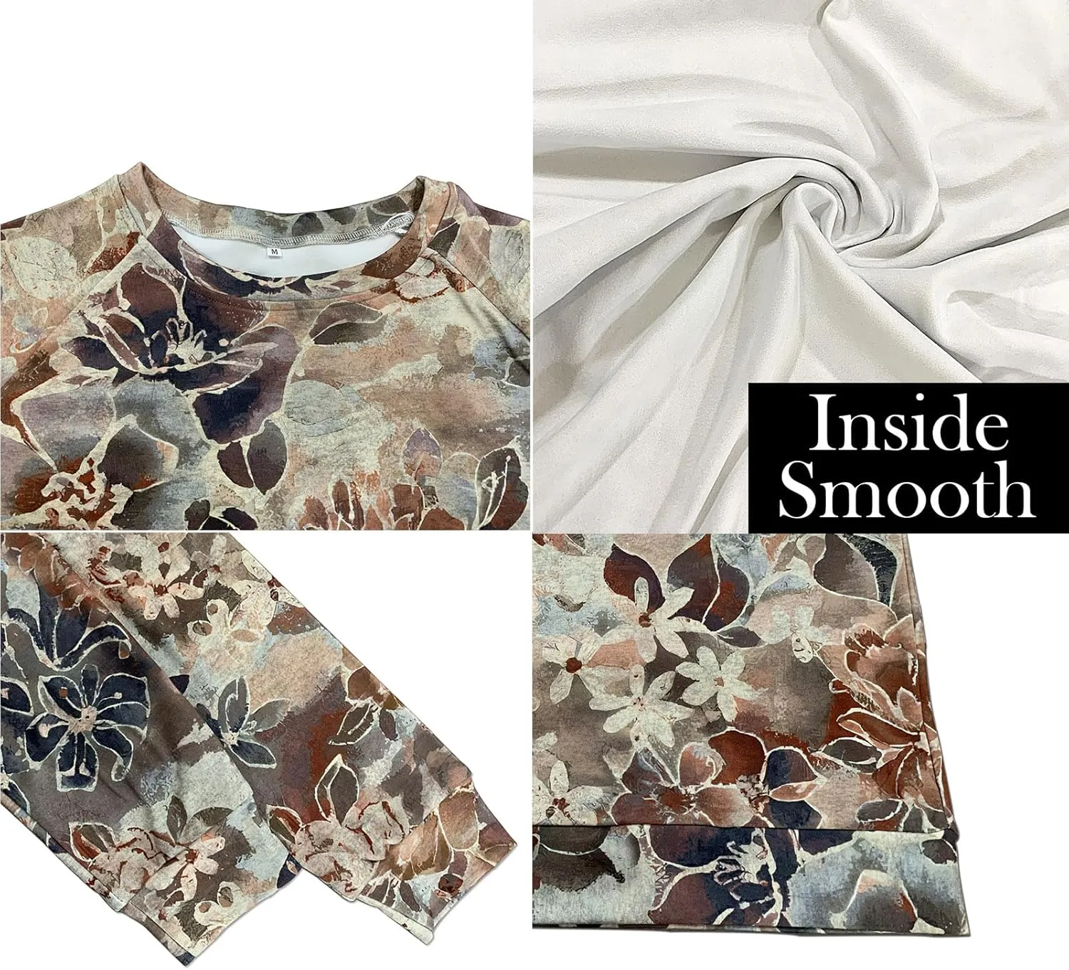 Fronage Women's Floral Printed Sweatshirt Long Sleeve Crewneck Casual Loose Vintage FLower Graphic Pullover Tops