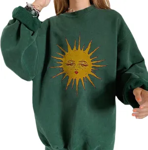 GAOJU Oversized Graphic Sweatshirt for Women Crewneck Long Sleeve Drop Shoulder Casual Pullover Sweatshirt Tops