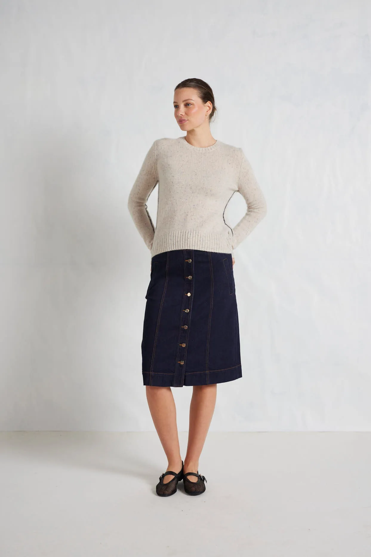 Georgia Cashmere Sweater in Seashell
