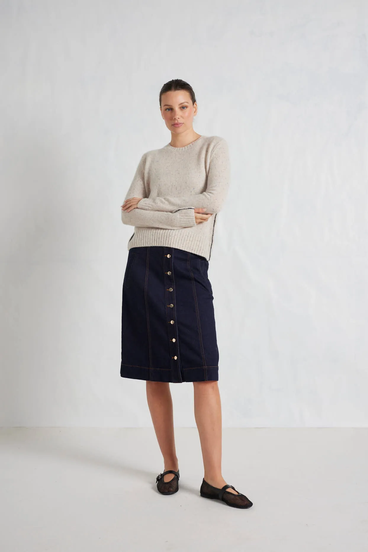 Georgia Cashmere Sweater in Seashell