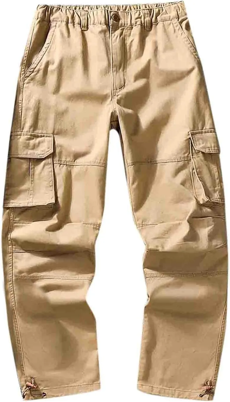 GIERIDUC Straight Leg Cargo Pants for Mens Home Workout Equipment for Men Brown Dress Pants Slim Fit Big and Tall Mens Pants