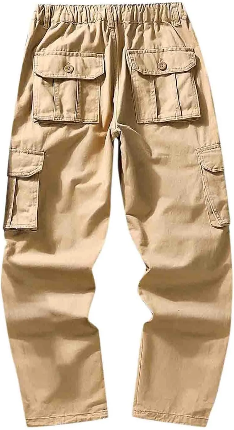 GIERIDUC Straight Leg Cargo Pants for Mens Home Workout Equipment for Men Brown Dress Pants Slim Fit Big and Tall Mens Pants