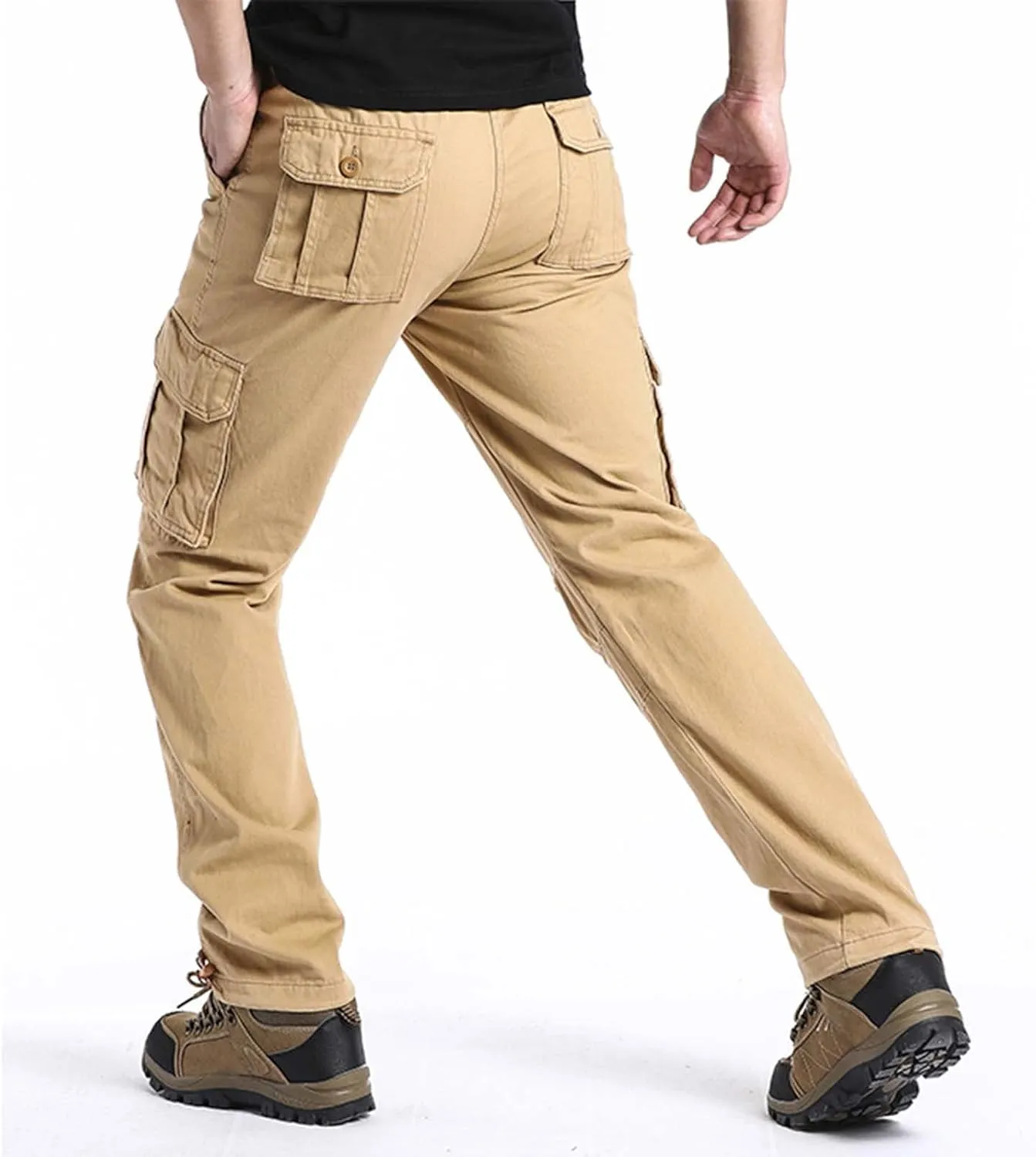 GIERIDUC Straight Leg Cargo Pants for Mens Home Workout Equipment for Men Brown Dress Pants Slim Fit Big and Tall Mens Pants