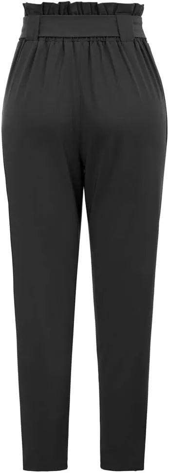 GRACE KARIN Women's Casual Pants Solid High Waist Self Tie Belted Pencil Trouser
