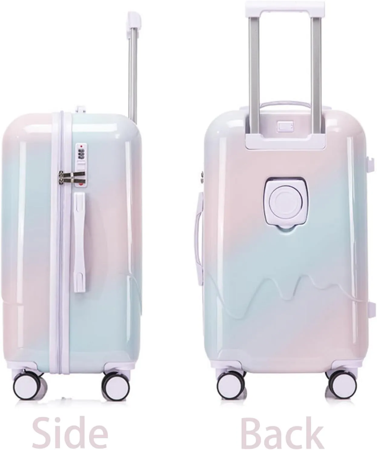 Gradient Colorice cream Luggage 20 24 28 IN,Travel Foldable luggage suitcase,Multi-function password suitcase,lightweight hardside with wheels (Rainbow colors,20 inch)