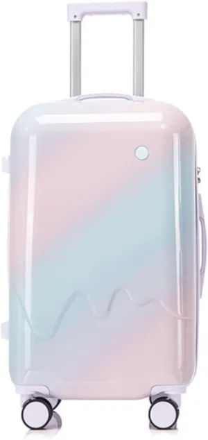 Gradient Colorice cream Luggage 20 24 28 IN,Travel Foldable luggage suitcase,Multi-function password suitcase,lightweight hardside with wheels (Rainbow colors,20 inch)