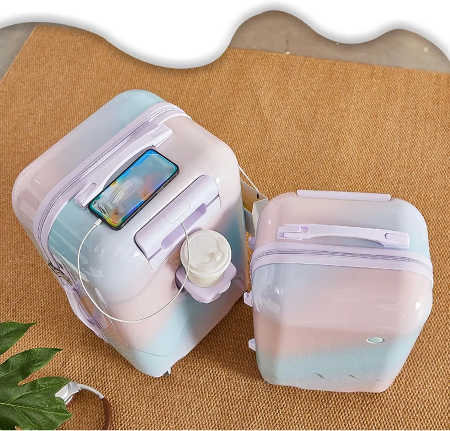 Gradient Colorice cream Luggage 20 24 28 IN,Travel Foldable luggage suitcase,Multi-function password suitcase,lightweight hardside with wheels (Rainbow colors,20 inch)