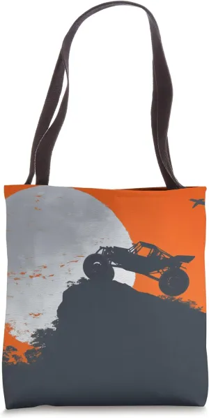 Graphic Drawing of an Off-Road Car Driving Through Mountains Tote Bag
