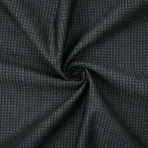 Gray-Black Poly-Wool Houndstooth Woven Shirting Fabric