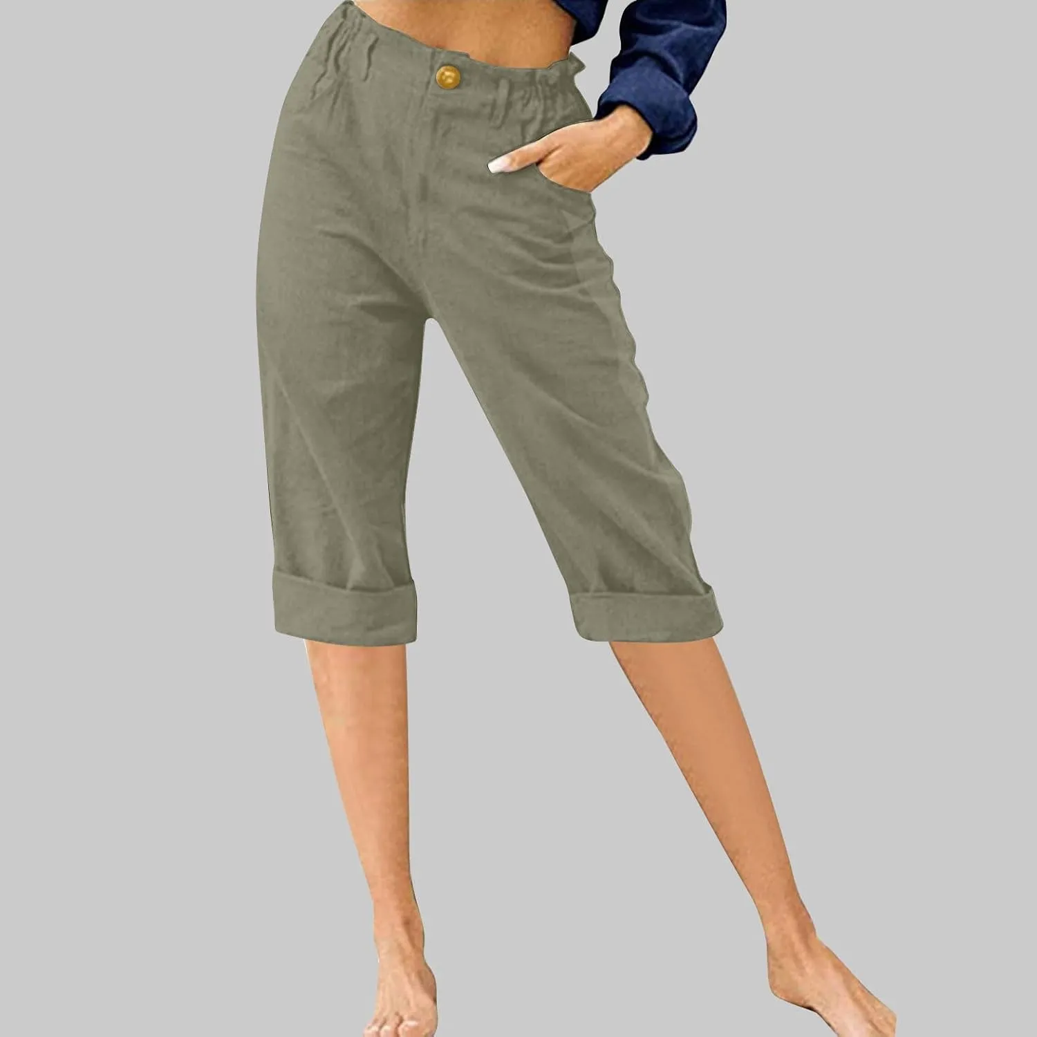 High Waist Capri Pants for Women 2024 Casual Summer Straight Leg Lounge Capris Loose Comfy Cropped Trousers