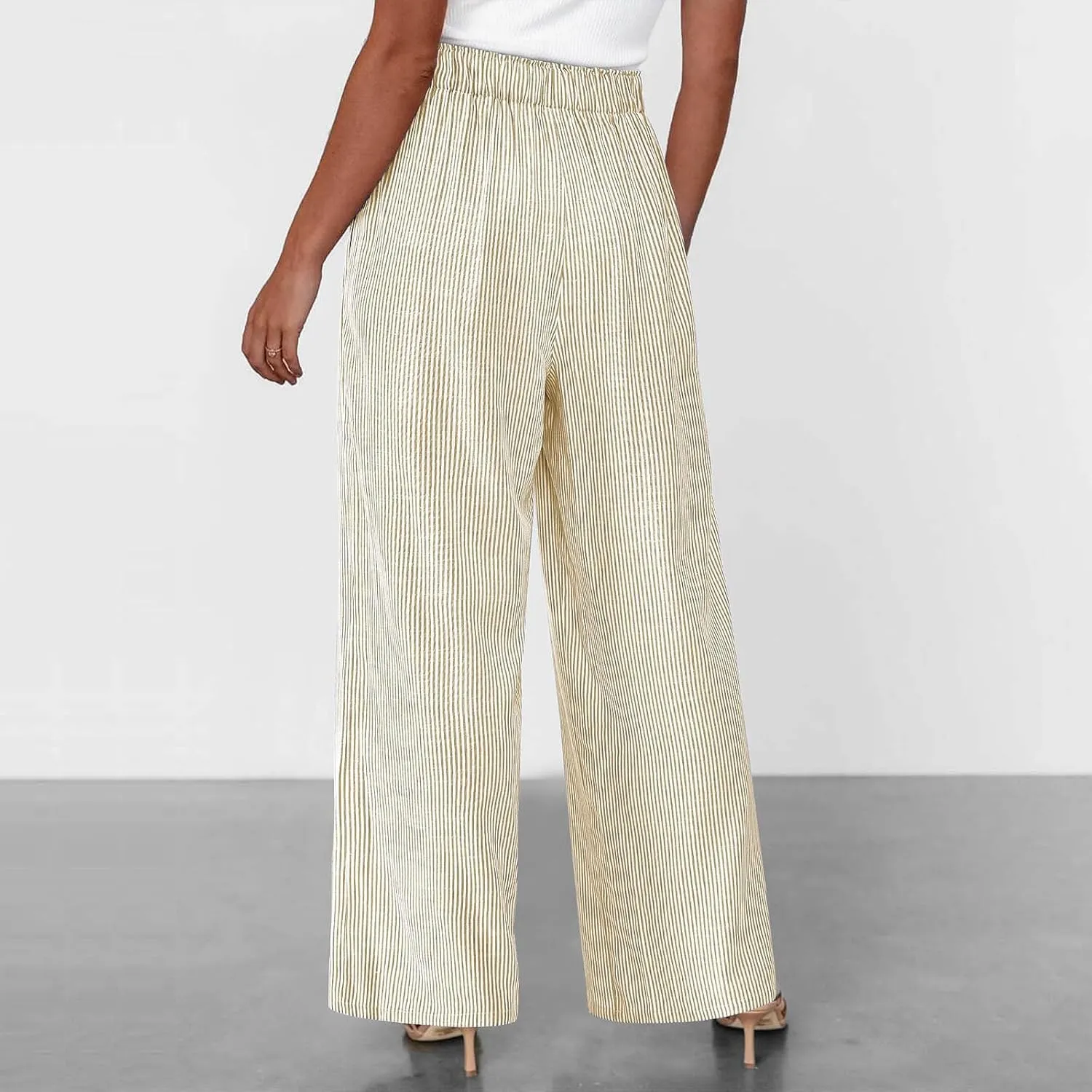 High Waisted Palazzo Pants for Women Wide Leg Paperbag Pant Casual Summer Flowy Lounge Trousers Beach Boho Outfits