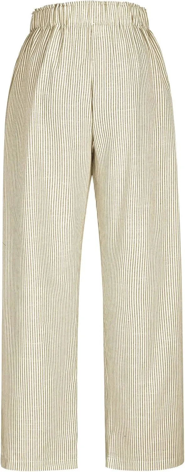 High Waisted Palazzo Pants for Women Wide Leg Paperbag Pant Casual Summer Flowy Lounge Trousers Beach Boho Outfits