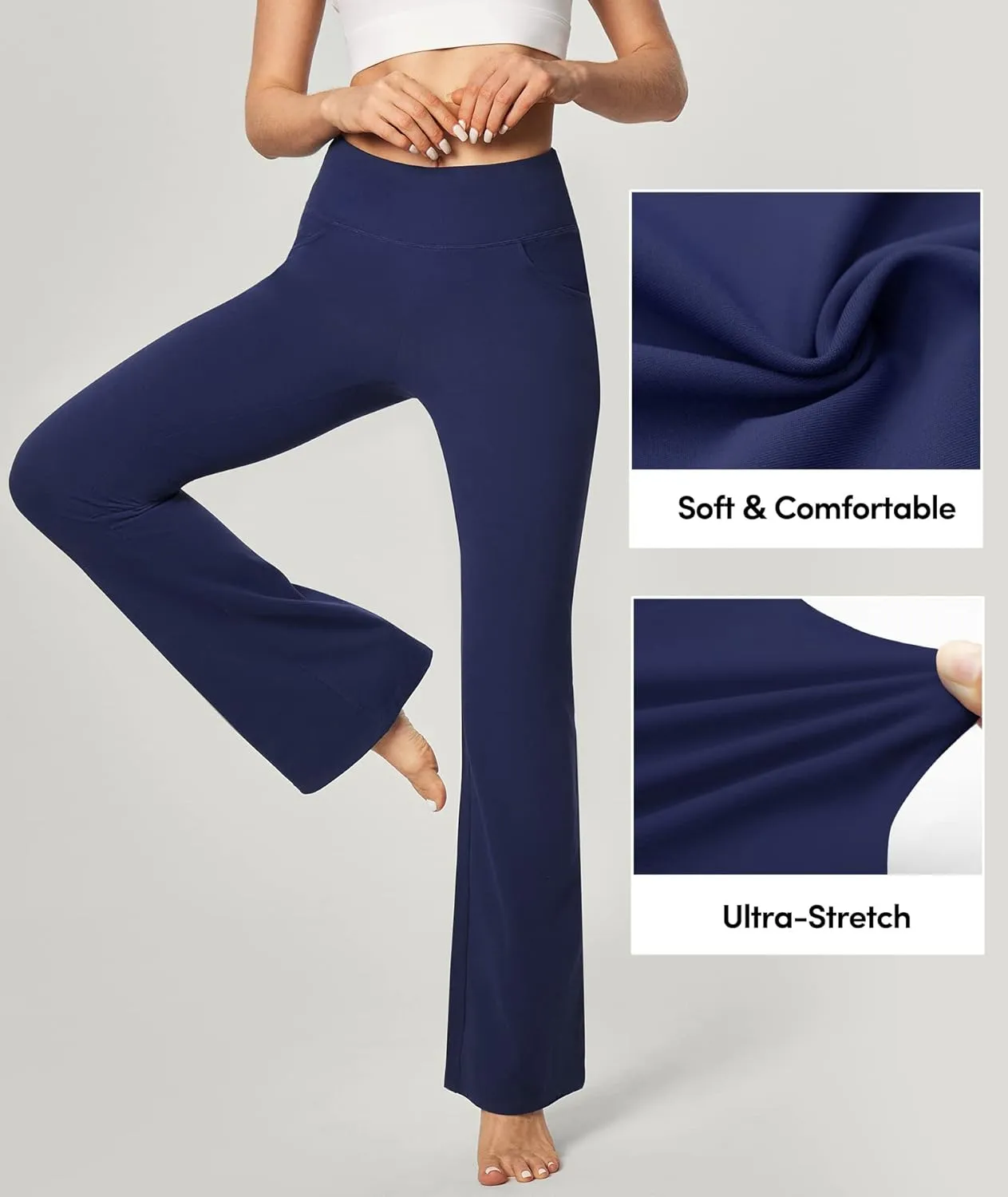 IUGA Bootcut Yoga Pants with Pockets for Women Wide Leg Pants High Waist Workout Pants Tummy Control Work Pants 4 Pockets