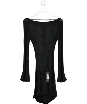 Jaded London Black Backless Long Sleeve Laddered Knit Dress UK S