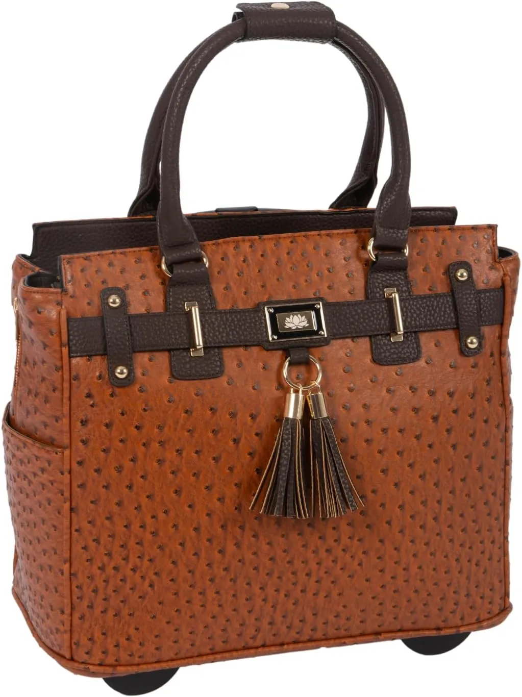 JKM & Company Rolling Laptop Bag for Women | Designer Wheeled Briefcase | Fits 13-17" Laptops | Office Travel Computer Case (Uptown Ostrich)