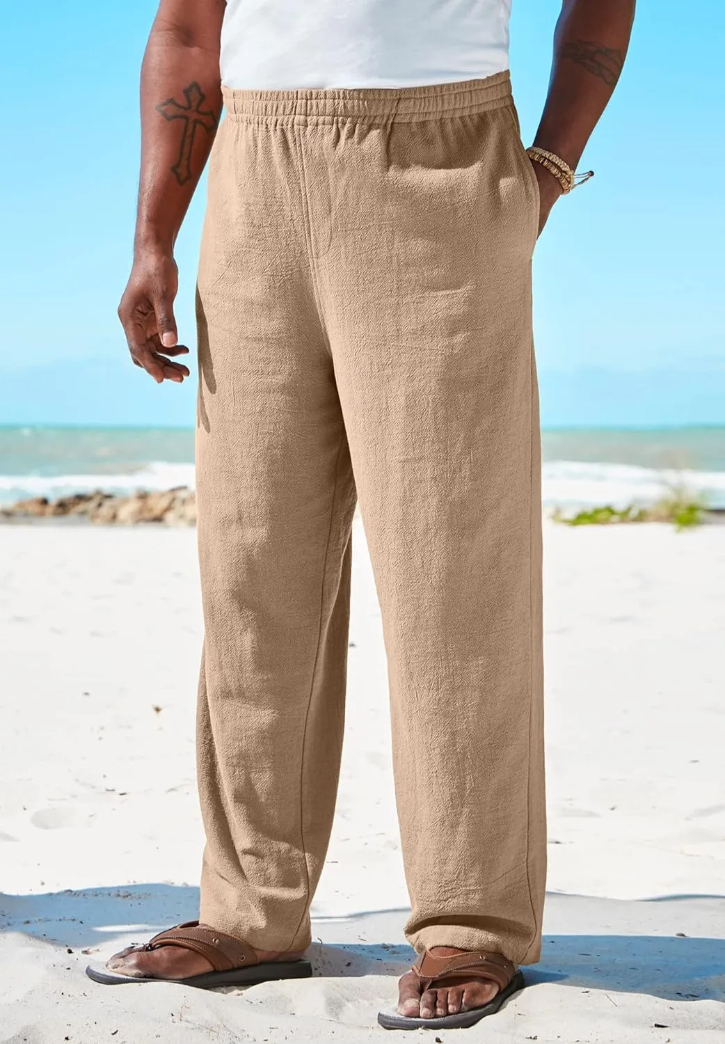 KingSize Men's Big & Tall Elastic Waist Gauze Cotton Pants