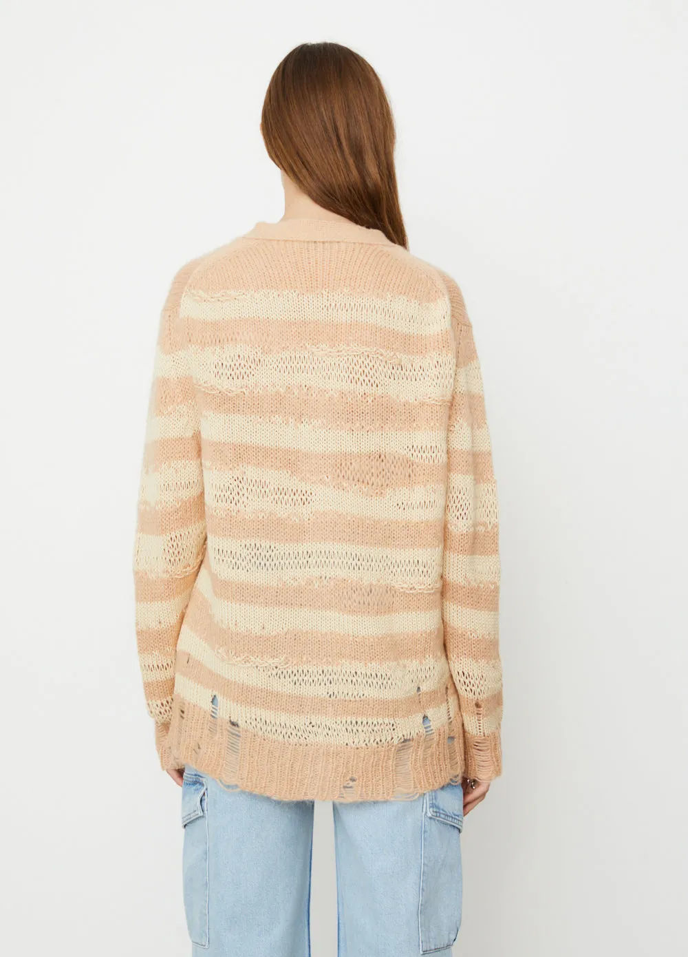 Koliva Mohair Stripe Knit Cardigan