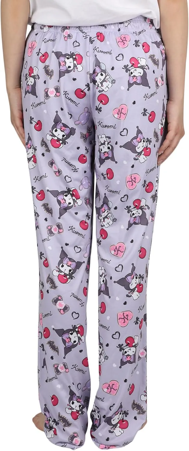 Kuromi Women's Punk Rabbit Allover Print Design Adult Lounge Pajama Pants For Men And Women