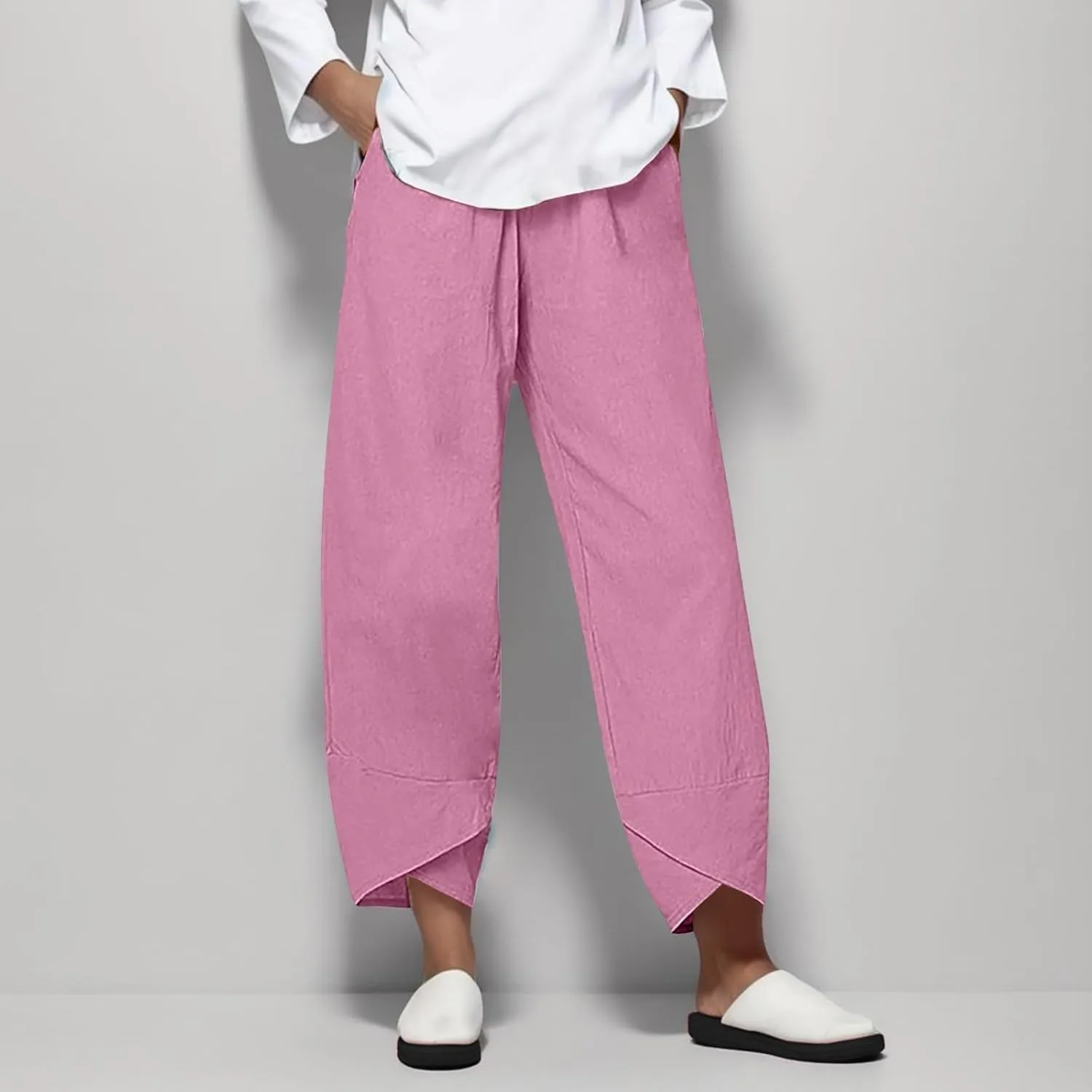 Lady Trouser Pant Summer Pants High Casual Waist Long Solid Cotton Pants 70s Pants Women Sexy Lounging