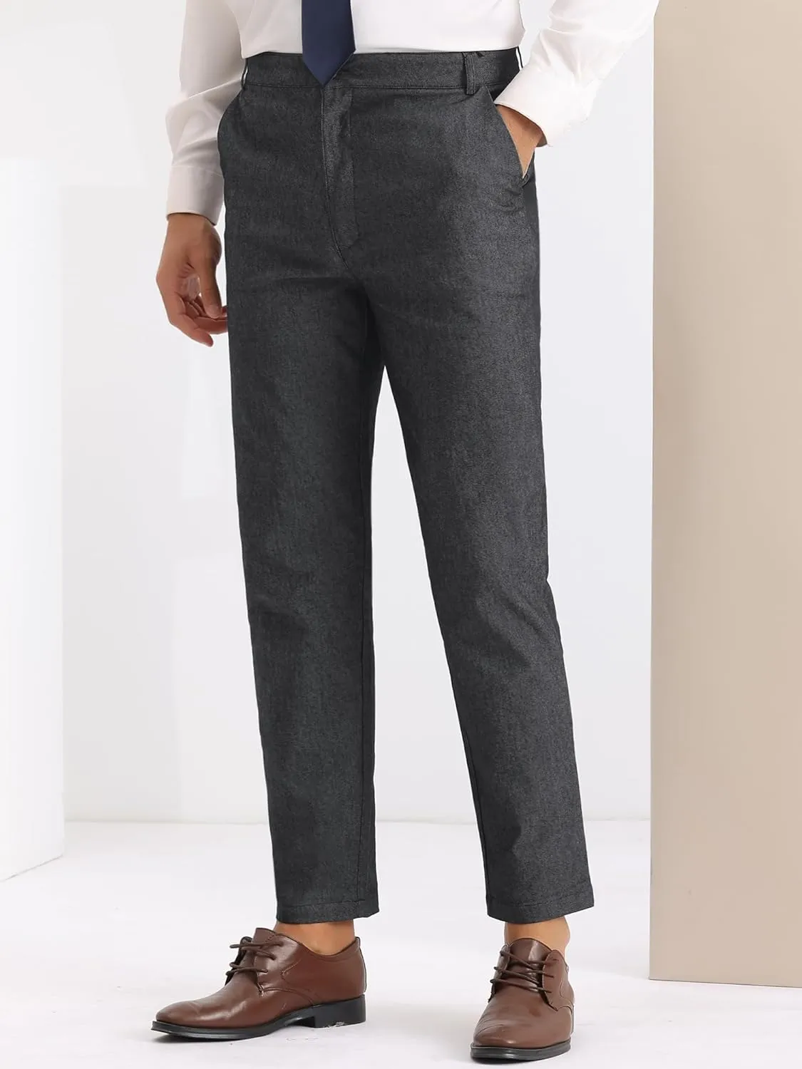 Lars Amadeus Dress Pants for Men's Slim Fit Flat Front Business Prom Skinny Tapered Chino Trousers