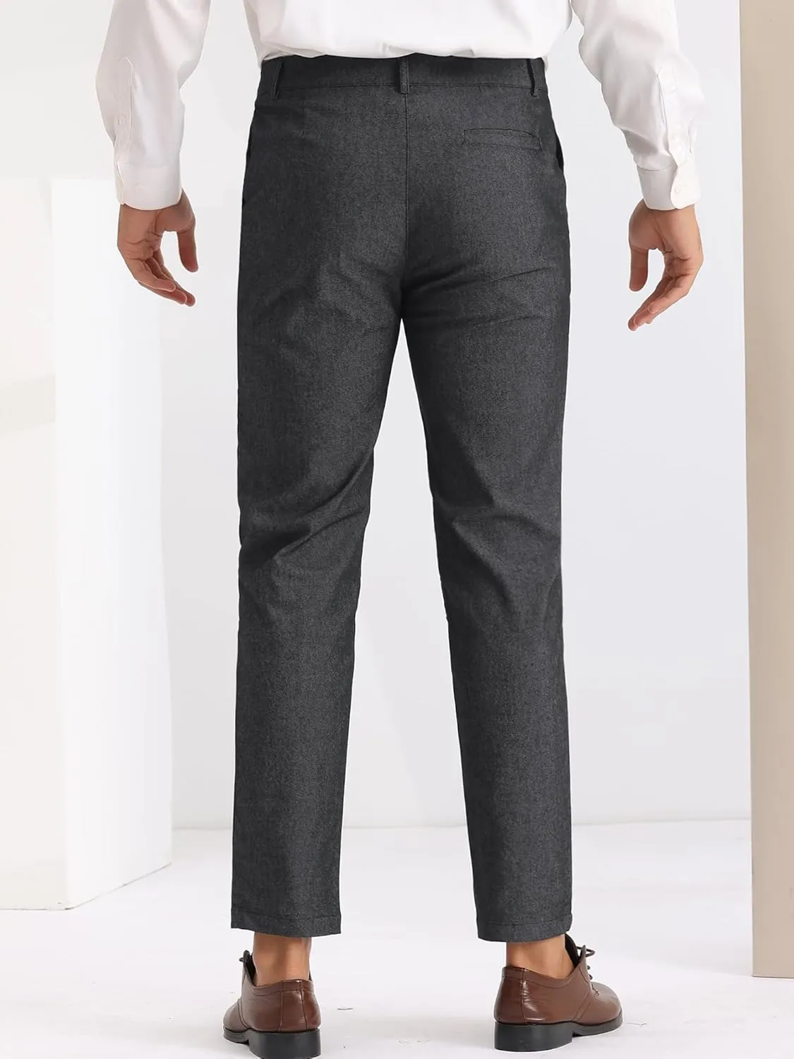 Lars Amadeus Dress Pants for Men's Slim Fit Flat Front Business Prom Skinny Tapered Chino Trousers
