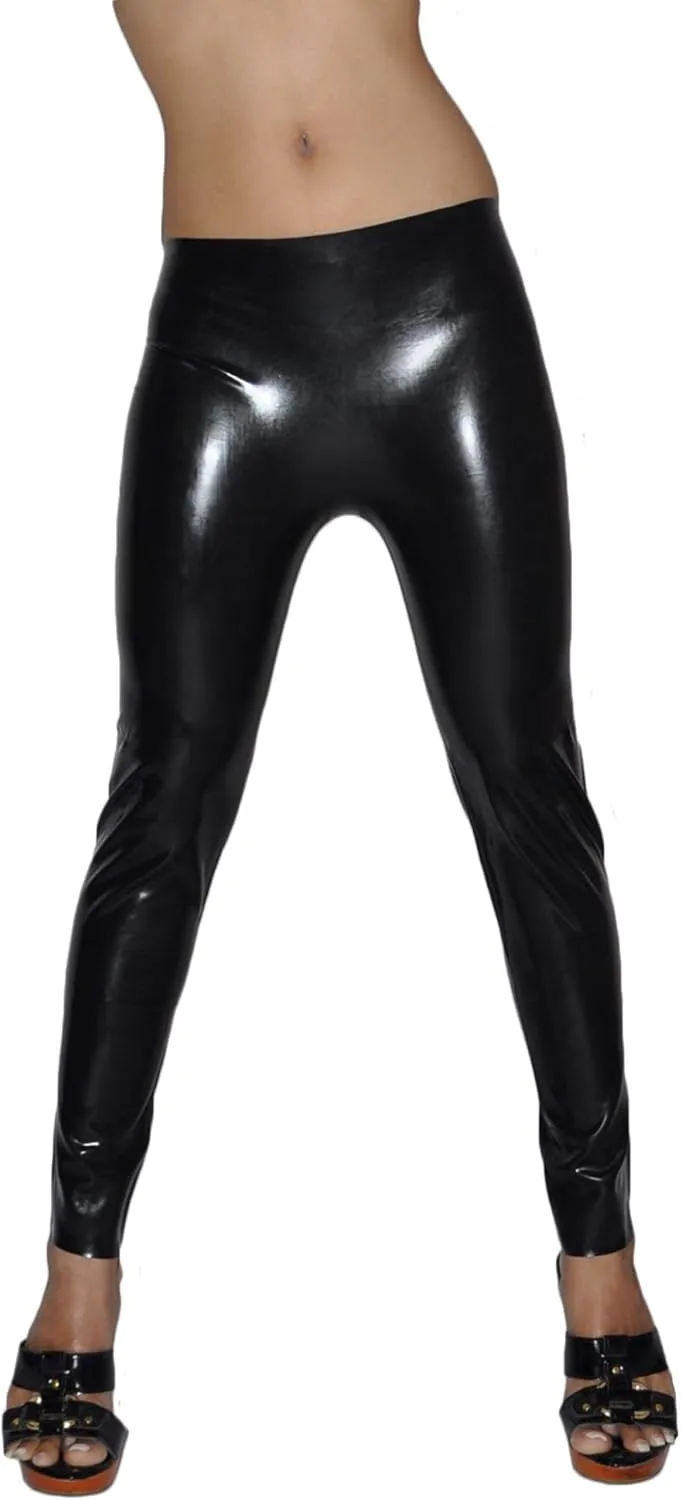Latex Rubber Leggings Long Tousers Pants (one Size) Black