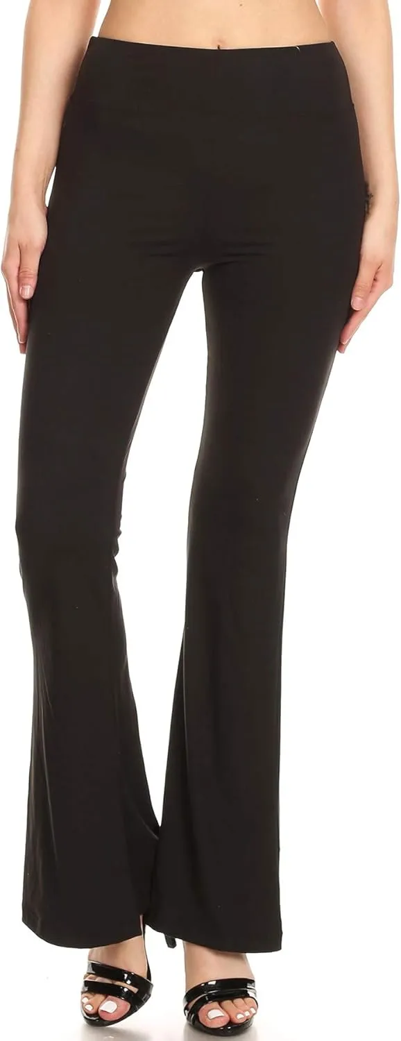 Leggings Depot Women's High Waist Flared Casual, Work, Lounge Palazzo Pants-Wide Leg