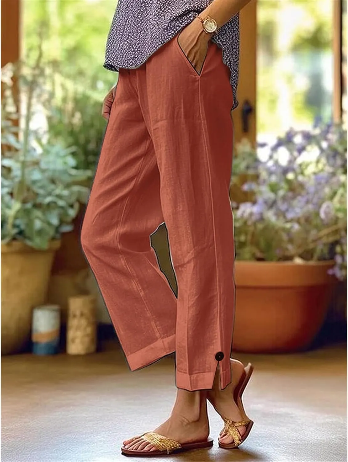 Linen Pants for Women Loose Wide Leg 2025 Summer Beach Loung Pants High Waist Vacation Trousers Outfits
