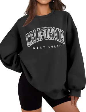 LOMON Oversized Sweatshirt for Women Crewneck Long Sleeve Casual Fleece Tops Graphic Hoodies Pullover Sweater