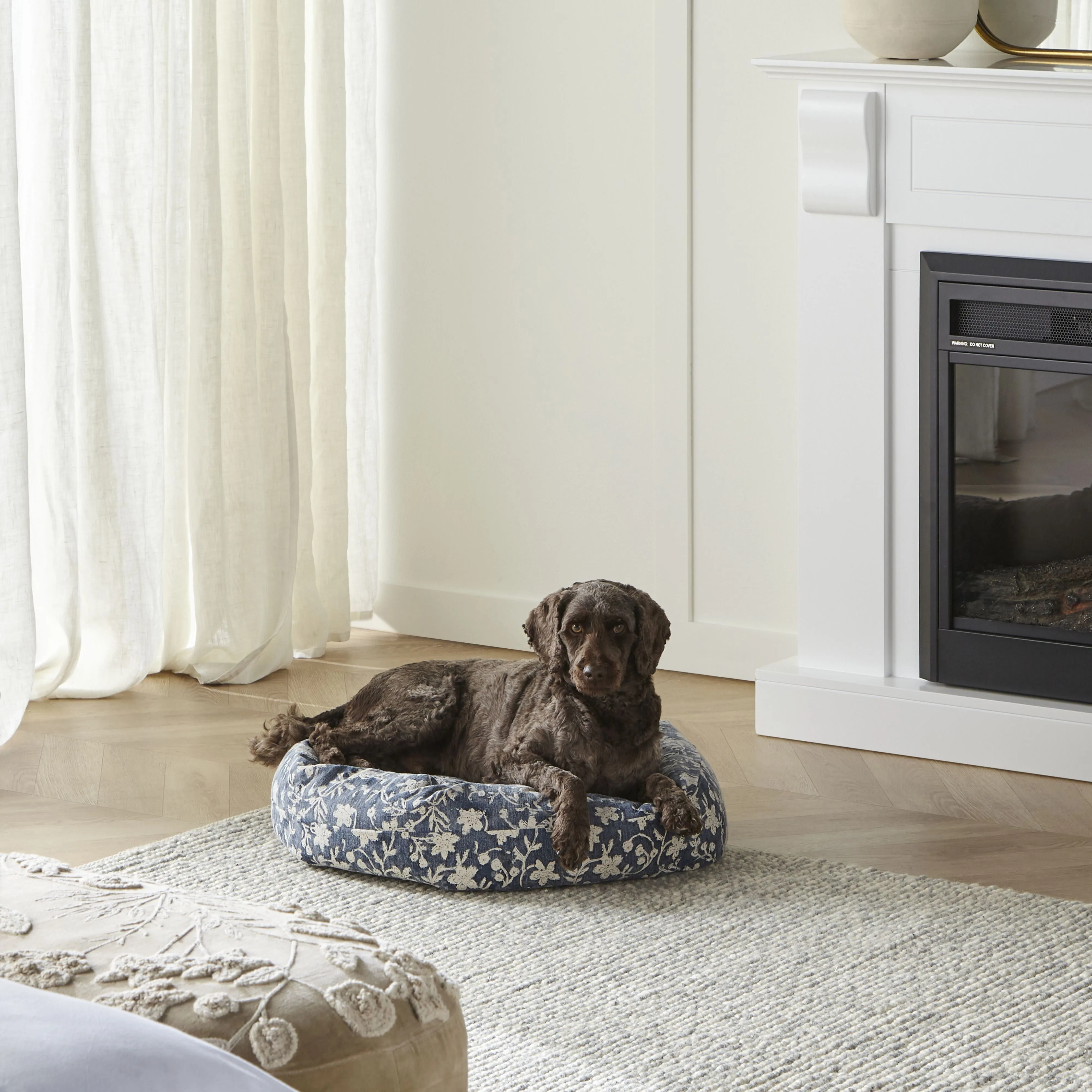 Louna Blockprint Indigo Pet Bed 60x15cm