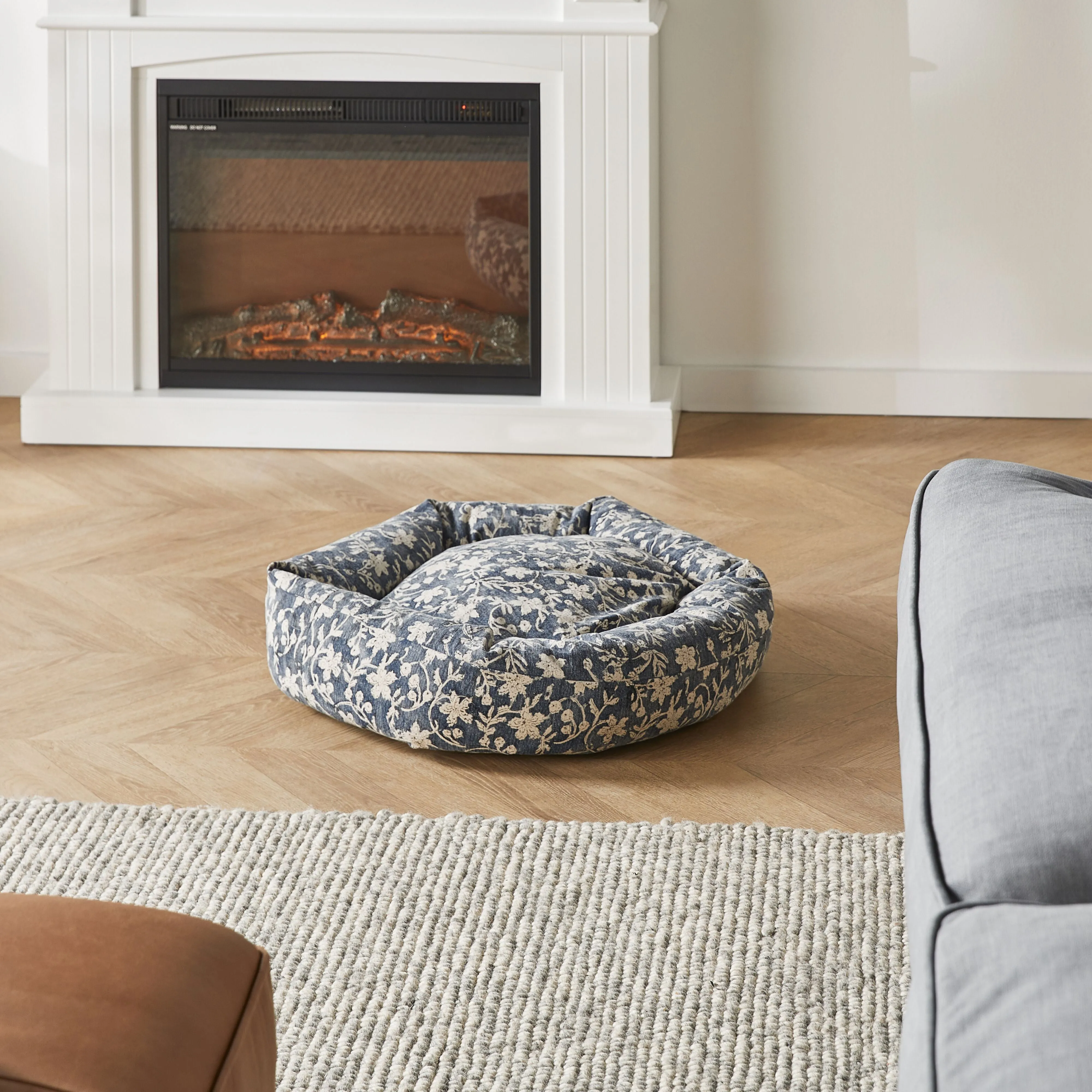 Louna Blockprint Indigo Pet Bed 60x15cm