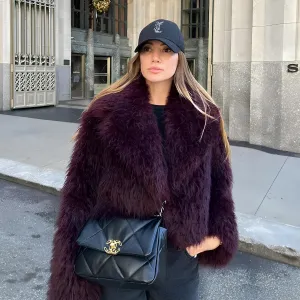 Luxury Burgundy Faux Fur Coat  The Ultimate Winter Statement Piece