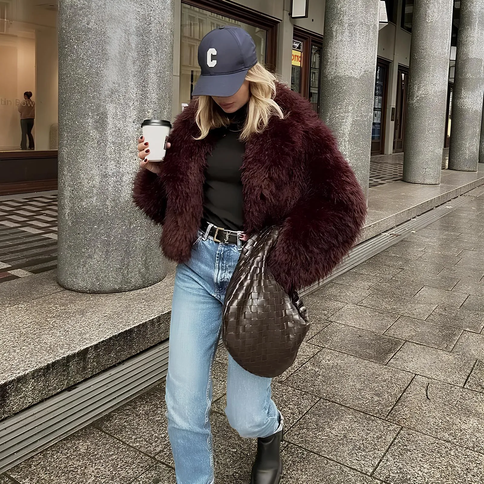 Luxury Burgundy Faux Fur Coat  The Ultimate Winter Statement Piece