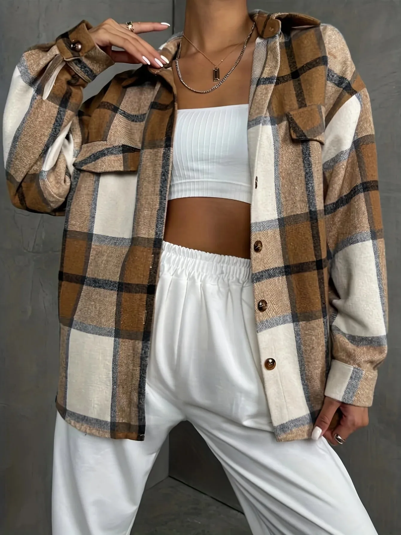 LVSANW 2025 Spring Autumn Tops Women's Casual Checkered Coat Women's Retro Elegant Jacket Casual Ladies Commuter Outwear