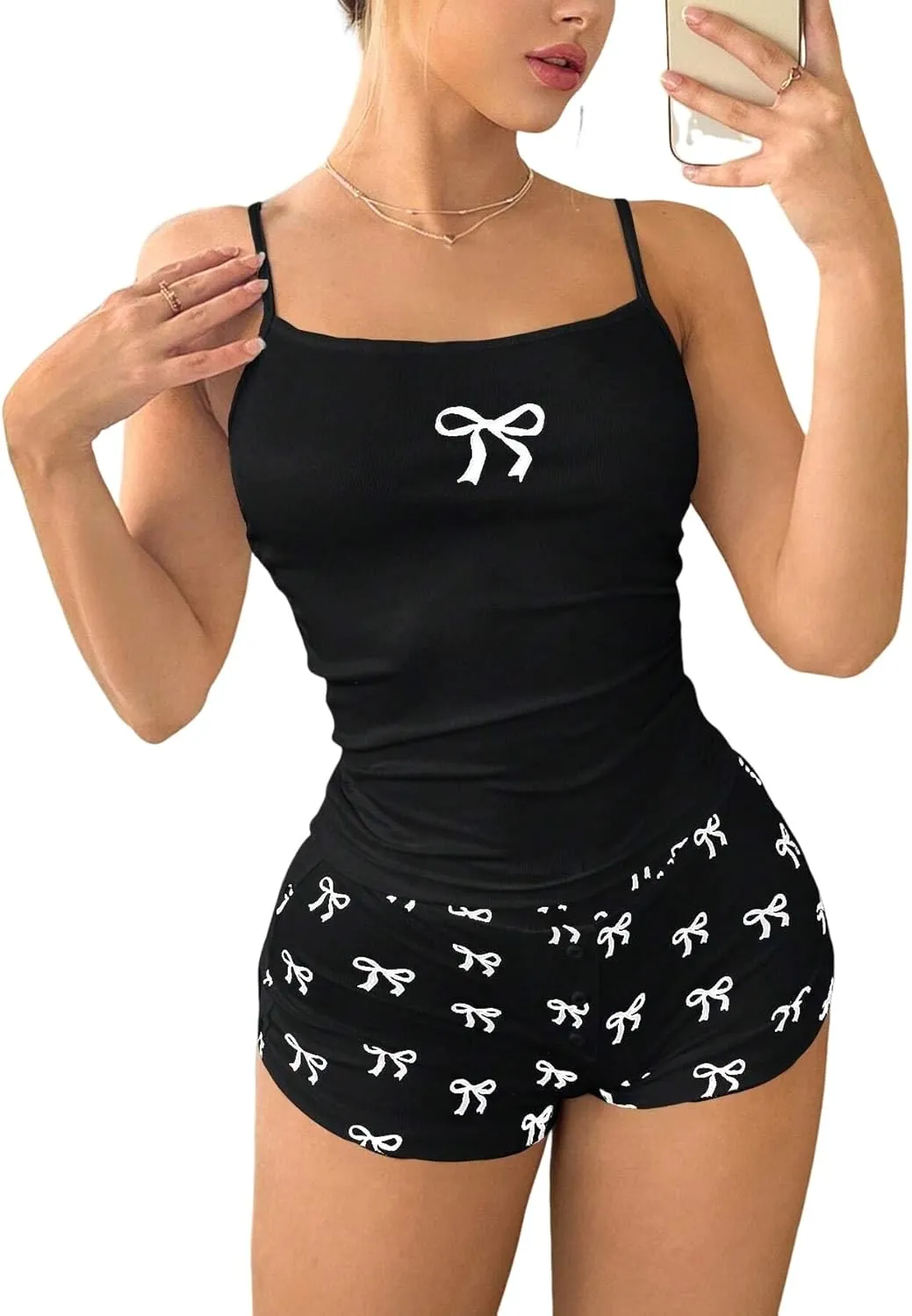 MARZXIN 2 Piece Set For Women Camisole & Printed Low Waist Shorts Set