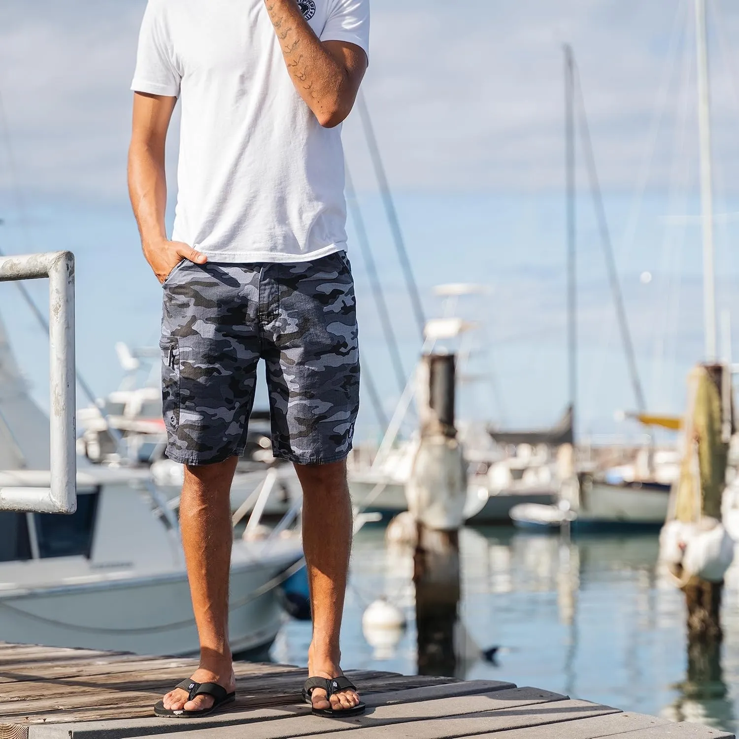 Maui Rippers Men's Cargo Shorts Adjustable Waistband 21" and 24" Lengths