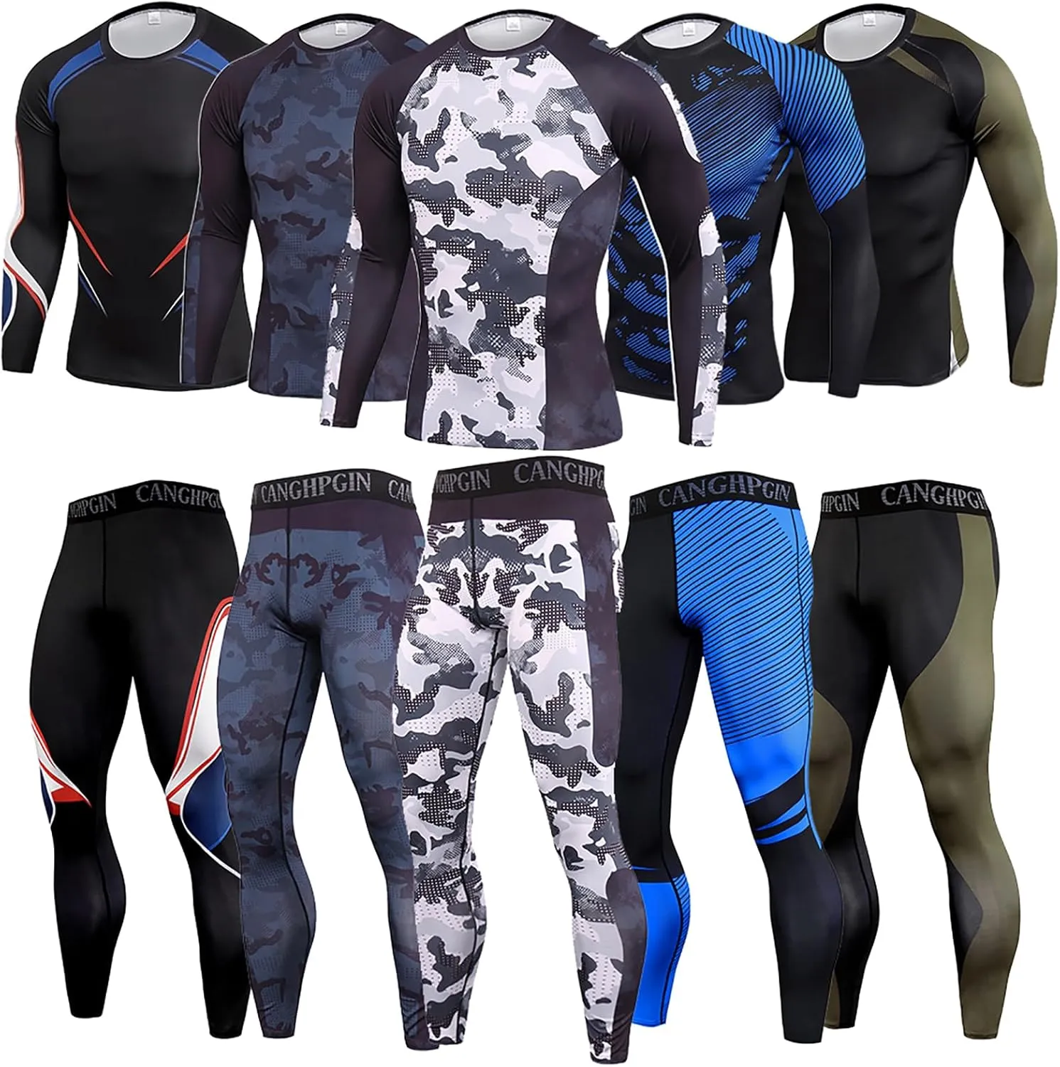 Men Underwear Set Base Layers Tight Top & Bottom Long Johns