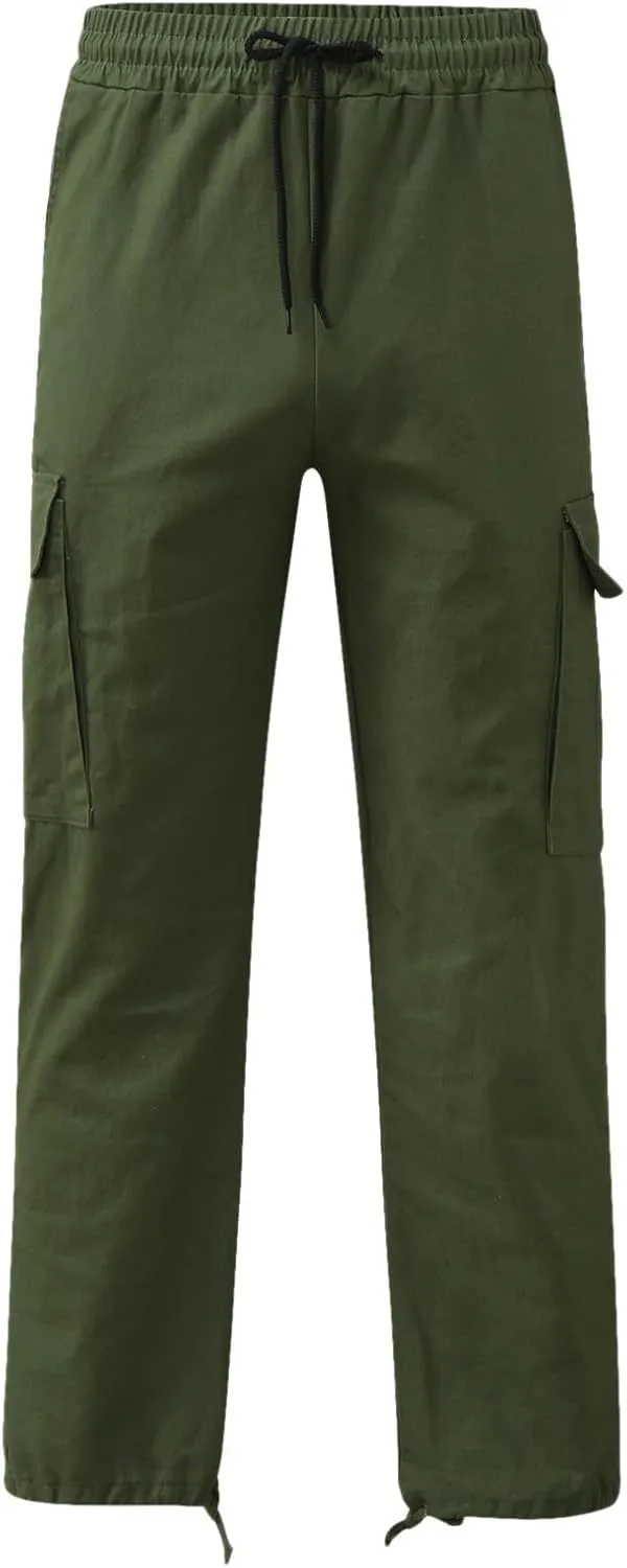 Men's 2025 Summer Casual Cargo Sweatpants Waist Drawstring Joggers Tactical Loose Fit Pants for Men with Multi Pockets