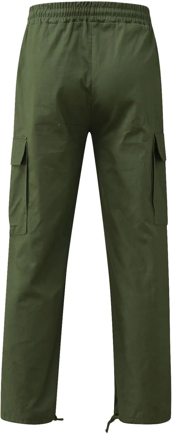 Men's 2025 Summer Casual Cargo Sweatpants Waist Drawstring Joggers Tactical Loose Fit Pants for Men with Multi Pockets