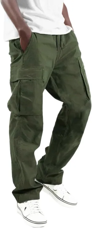 Men's 2025 Summer Casual Cargo Sweatpants Waist Drawstring Joggers Tactical Loose Fit Pants for Men with Multi Pockets