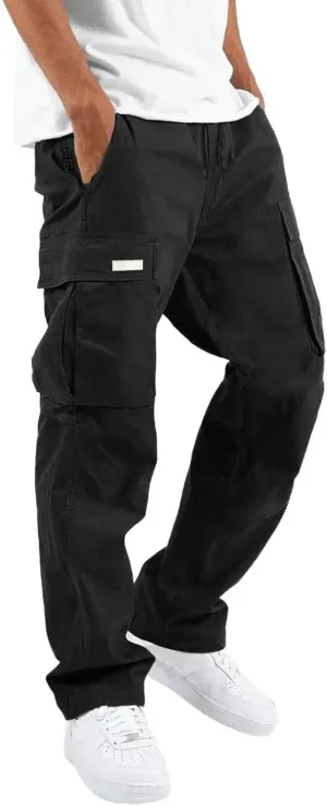 Mens Cargo Pants Twill Chino Pants Trousers Loose Fit Hiking Joggers Tapered Pants Athletic Sweatpants