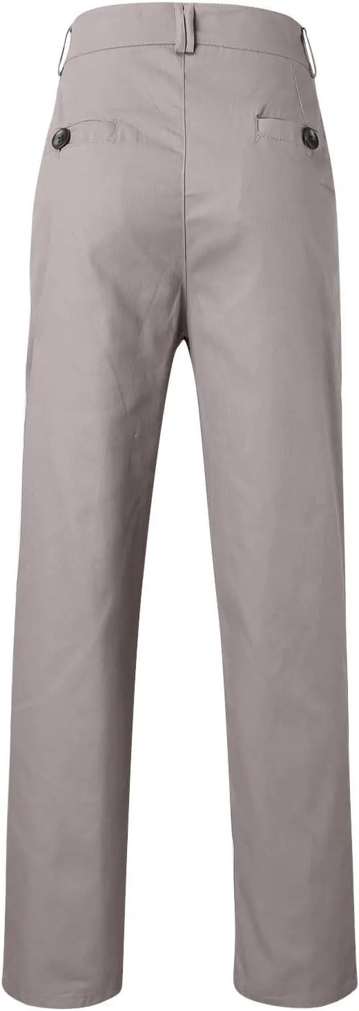 Mens Chino Pants Slim Fit Flat Front Stretch Skinny Straight Leg Classic Twill Dress Pants with Pockets