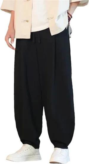Men's Cotton Linen Harem Pants Loose Large Jogging Sweatpants Streetwear Sports Beach Trousers